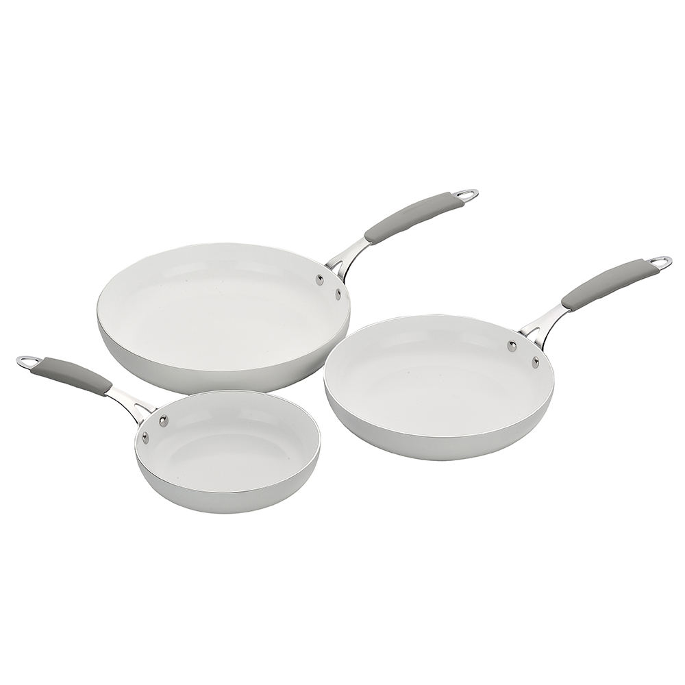 Smartpan 3 piraso White Full Size Multi Section Egg Cooking Non Stick Ceramic No Oil Frying Pan