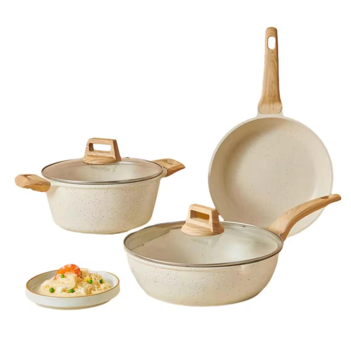 Home cooking custom na logo non stick aluminum saucepan stock pot sets