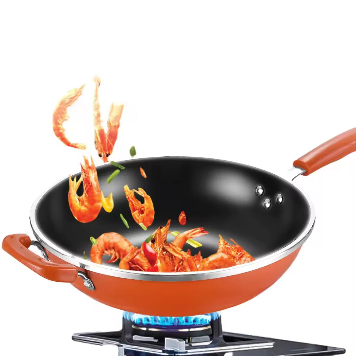 Cast Iron Gas Cooker Propesyonal na Pagluluto Nonstick Flat Bottom Wok Pan