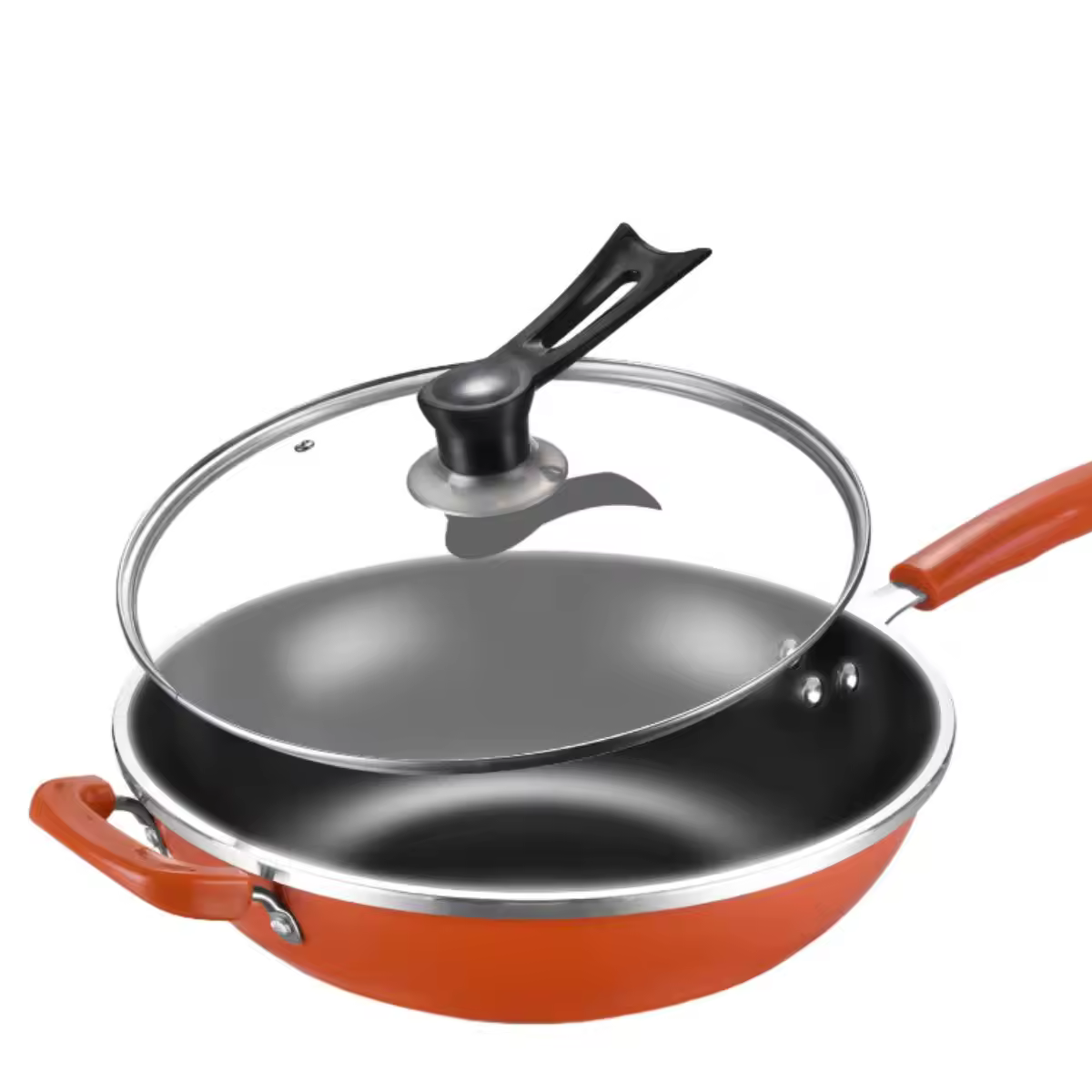 Eco-friendly 2.5mm kapal custom logo induction gas aluminum non stick wok pan para sa pagluluto