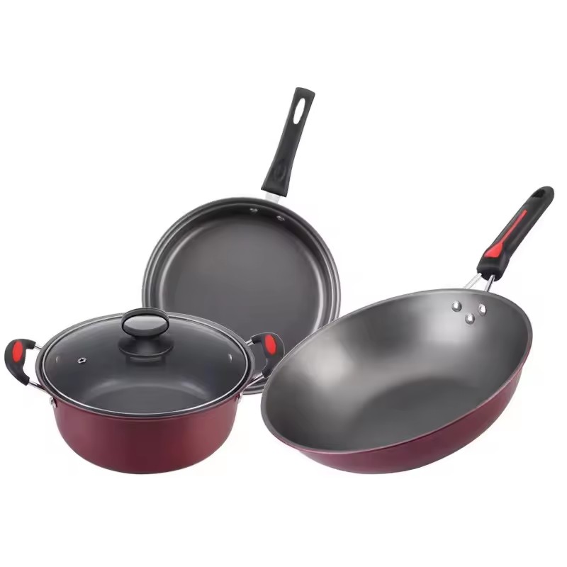 Non-stick pot three-piece set of pot pans activity gifts non-stick pot annual meeting set gifts