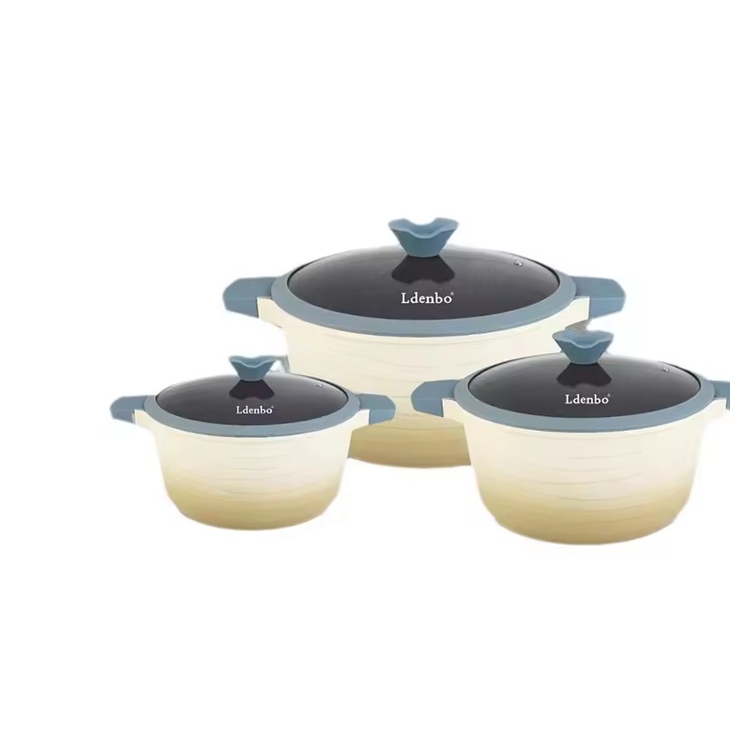 Mga Supplies sa Kusina Non stick Pot 6-piece Set ng Wheat Rice Stone Set ng Pangluto ng Bahay