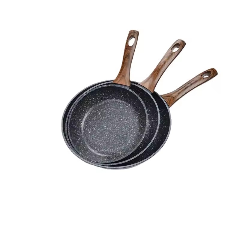Flat bottomed pot set non stick pan frying egg induction cooker gas stove universal frying pan