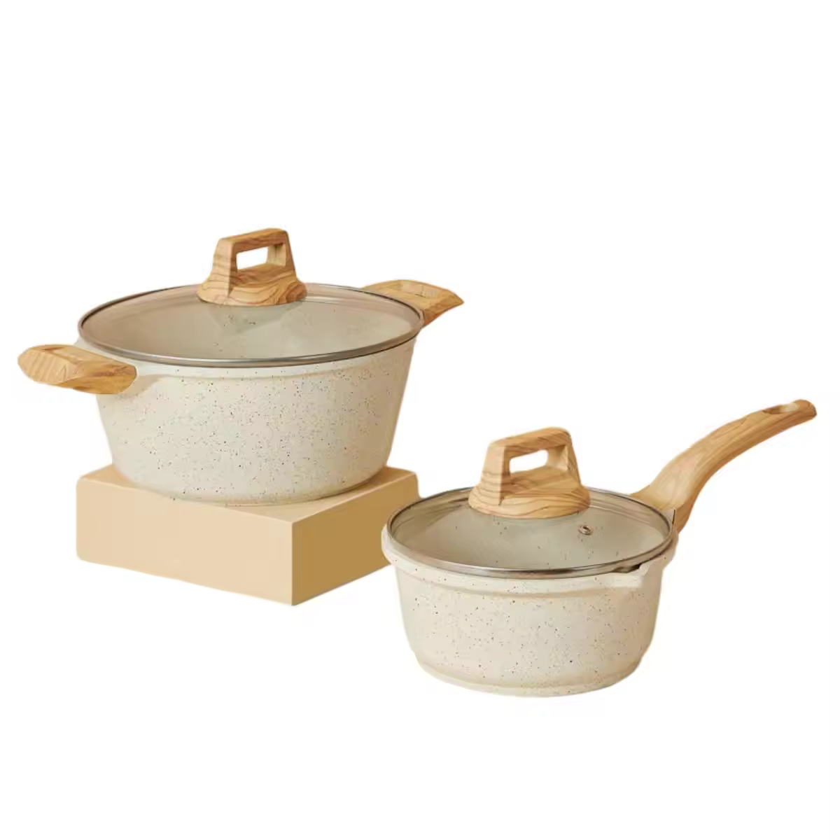 Naka-customize na logo na aluminum nonstick soup stock pot sets na may hawakan