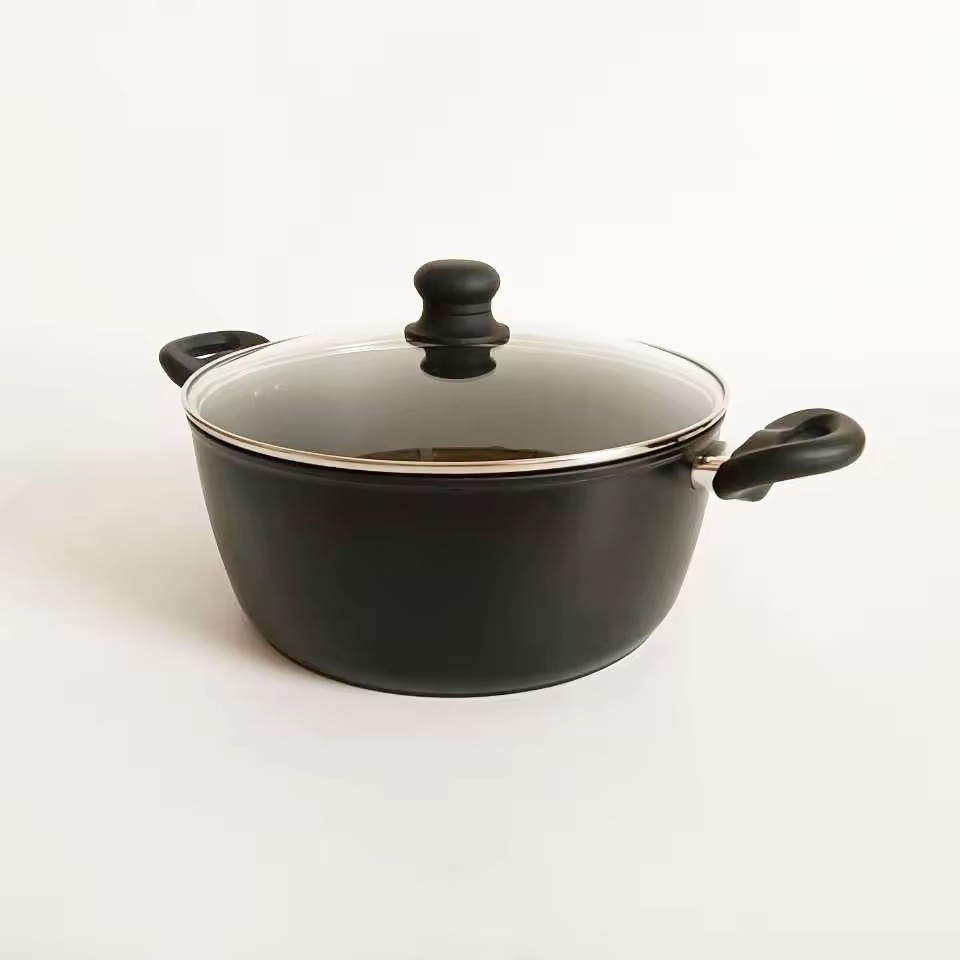 Aluminum Kitchen Pot at Pans Non Stick Cookware Sets Black Soup Pot na may Salamin na Takip
