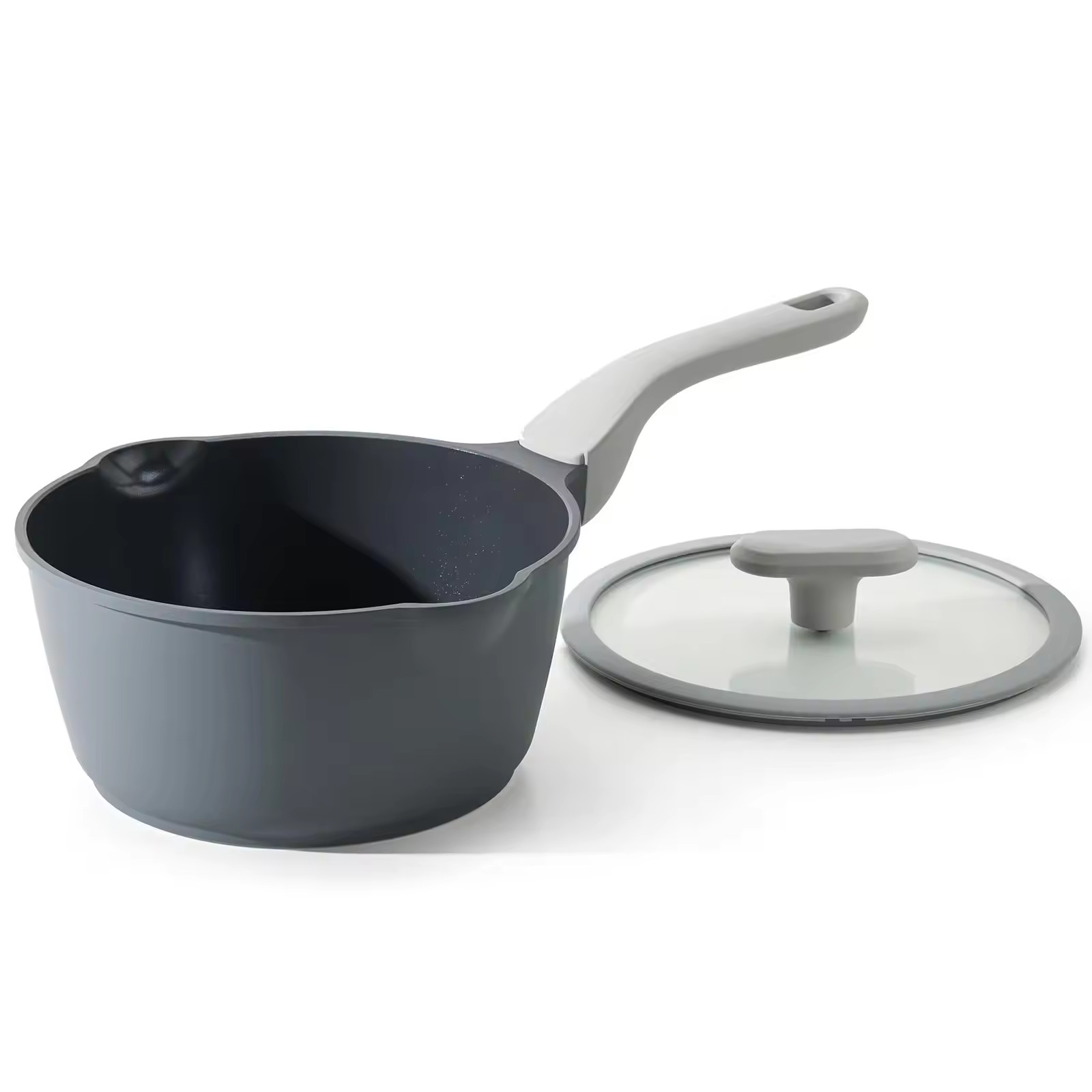 Multipurpose 1QT&2QT&3QT nonstick ceramic saucepan na may takip na salamin