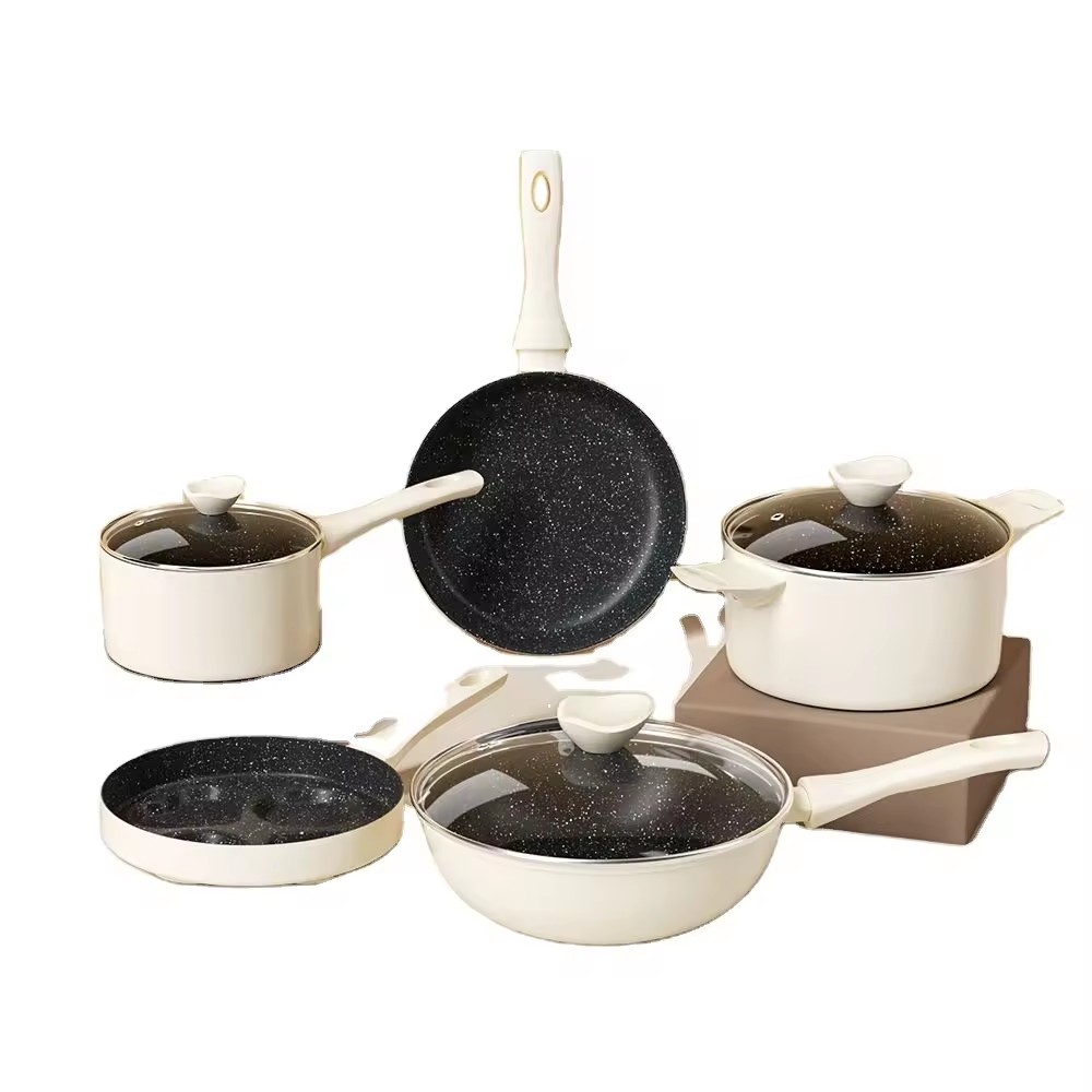 Velosan luxury nonstick kitchenware natatanging puting aluminum nonstick cookware set