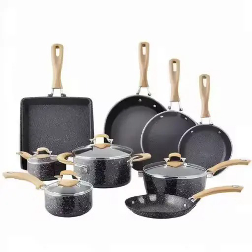 Non Stick Cookware Set Itim na mga kaldero at kawali sa kusina